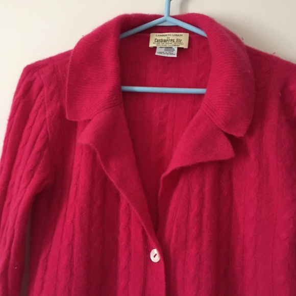 LAMBERTO LOSANI x Cashmeres Etc 100% Cashmere Pink Cable Knit Collared S… - Picture 2 of 4